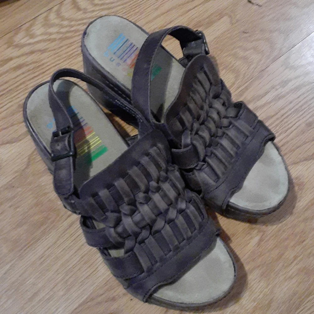 Bussola platform sandals brown leather sz 7